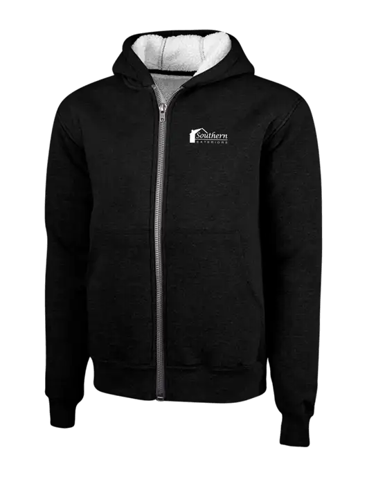 Cornerstone Black Heavyweight Sherpa Lined Hooded Fleece Jacket w/Southern Exteriors Logo