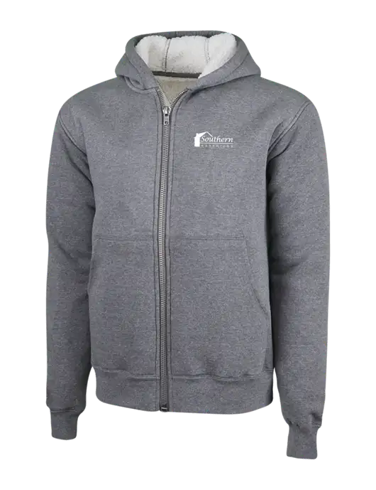 Cornerstone Grey Heather Heavyweight Sherpa Lined Hooded Fleece Jacket w/Southern Exteriors Logo