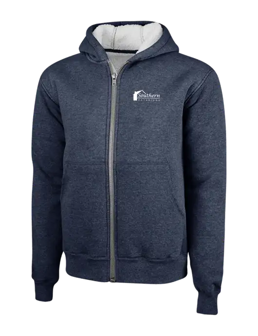 Cornerstone Navy Heavyweight Sherpa Lined Hooded Fleece Jacket w/Southern Exteriors Logo