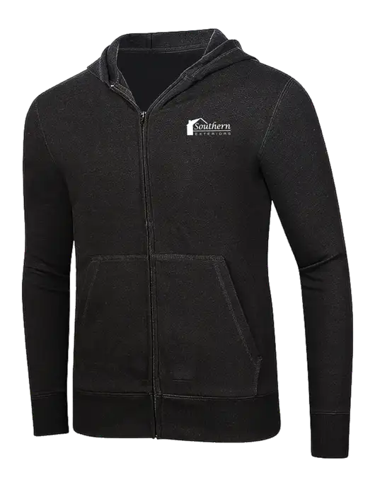 Full-Zip Black Heavyweight Hooded Sweatshirt w/Southern Exteriors Logo