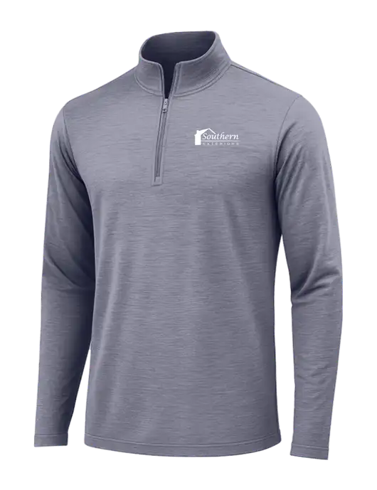 True Navy Heather Posicharge Tri-Blend Wicking 1/4 Zip Pullover w/Southern Exteriors Logo