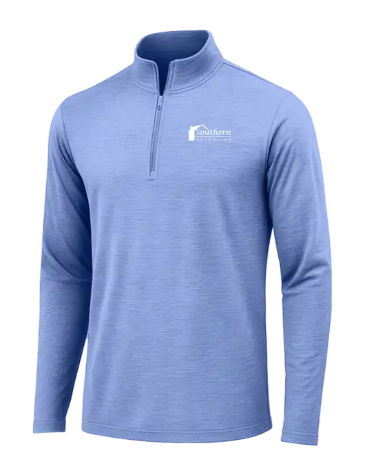 True Royal Heather Posicharge Tri-Blend Wicking 1/4 Zip Pullover w/Southern Exteriors Logo