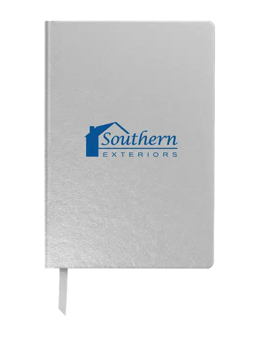 Achieve Silver Hardcover Journal, 5.5 x 8.37 w/Southern Exteriors Logo