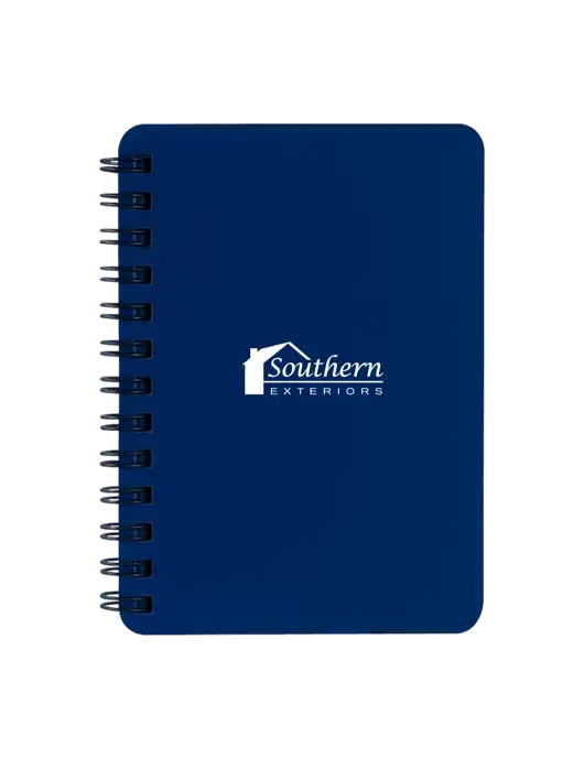 Sturdy Navy Blue Hardcover Notebook, 5.25 x 7 w/Southern Exteriors Logo