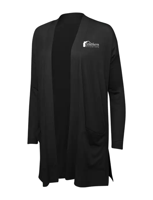Black Womens Concept Long Pocket Cardigan w/Southern Exteriors Logo