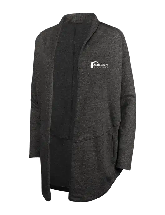 Charcoal Heather/ Medium Heather Grey Womens Interlock Cardigan w/Southern Exteriors Logo