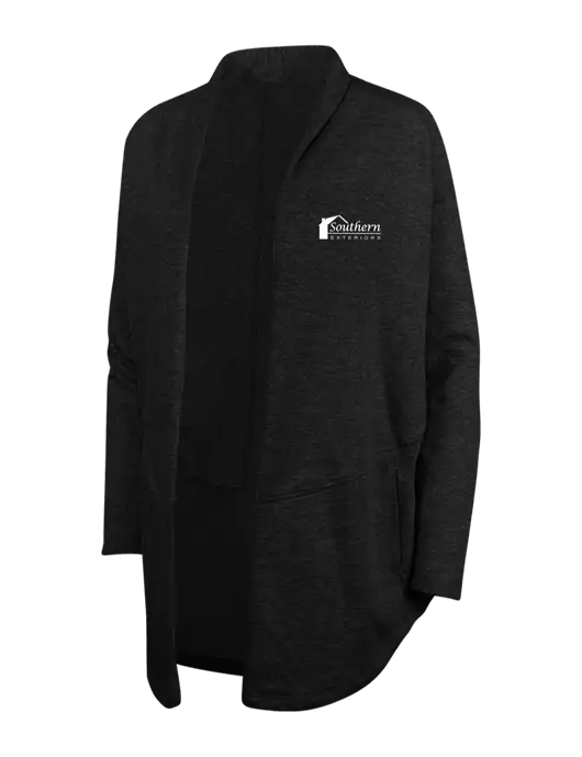 Deep Black/Charcoal Heather Womens Interlock Cardigan w/Southern Exteriors Logo