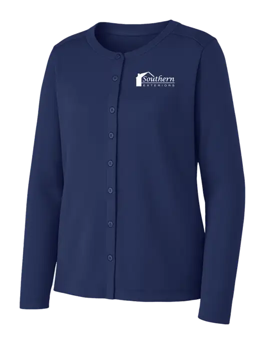 Dress Blue Navy Womens Concept Stretch Button-Front Cardigan Sweater w/Southern Exteriors Logo