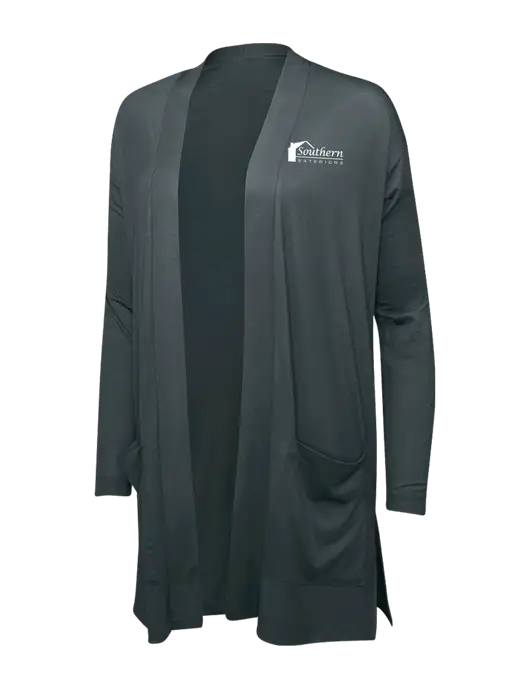 Smoke Grey Womens Concept Long Pocket Cardigan w/Southern Exteriors Logo