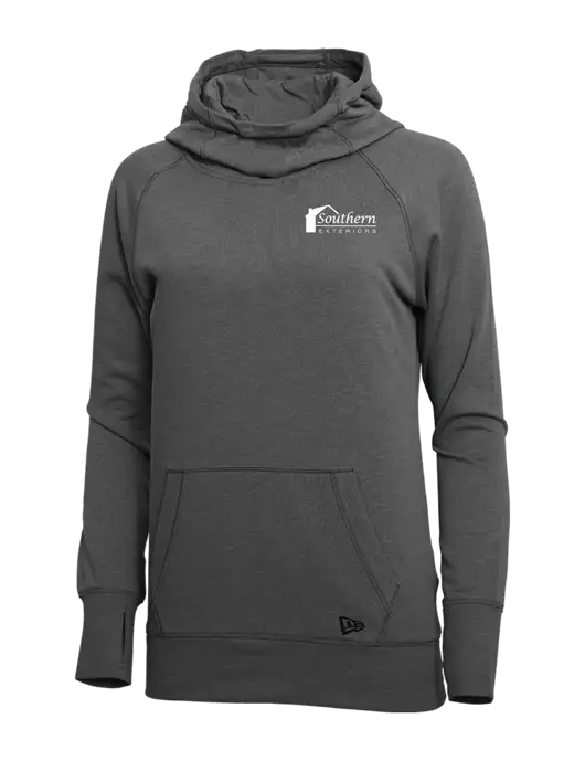New Era Black Heather Womens Tri-Blend Fleece Pullover Hoodie w/Southern Exteriors Logo