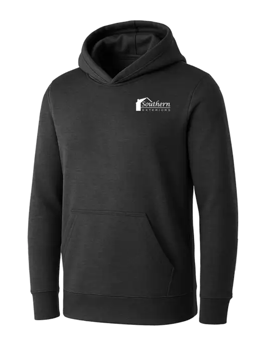 Womens Dark Grey Heather Core Fleece Pullover Hooded Sweatshirt w/Southern Exteriors Logo
