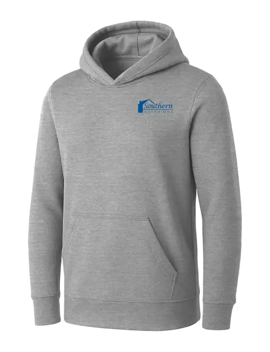 Womens Light Grey Heather Core Fleece Pullover Hooded Sweatshirt w/Southern Exteriors Logo
