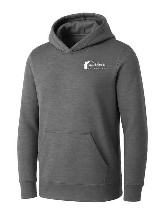 Womens Medium Grey Heather Core Fleece Pullover Hooded Sweatshirt w/Southern Exteriors Logo