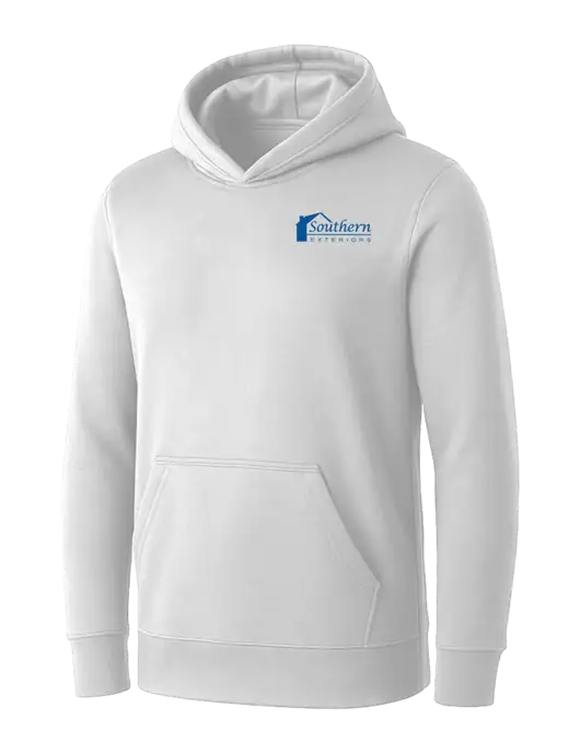 Womens White Core Fleece Pullover Hooded Sweatshirt w/Southern Exteriors Logo