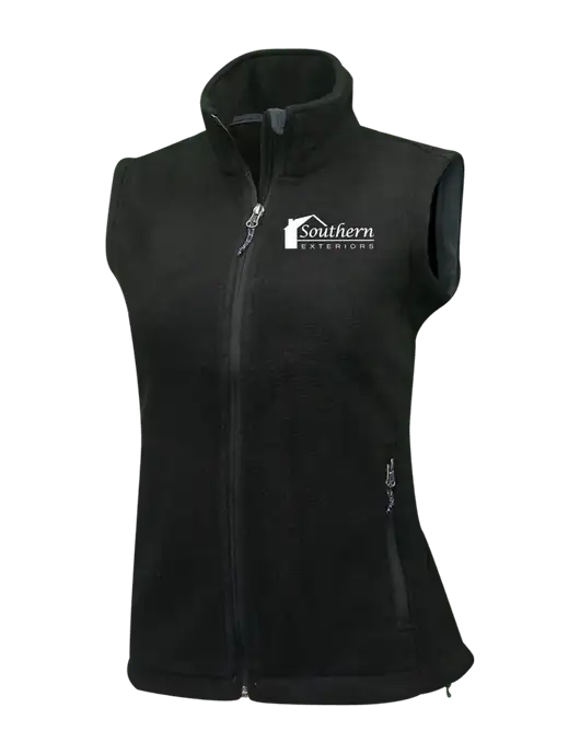 Womens Black Fleece Vest w/Southern Exteriors Logo