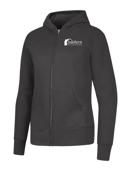 Charcoal Womens Core Fleece Full-Zip Hooded Sweatshirt w/Southern Exteriors Logo