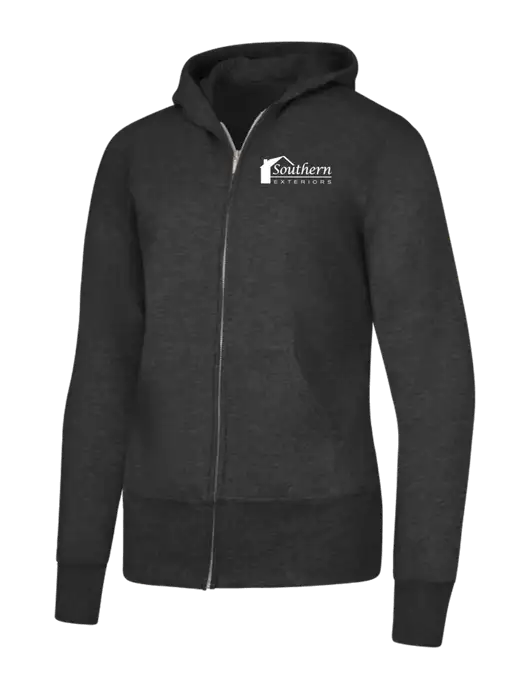 Dark Heather Grey Womens Core Fleece Full-Zip Hooded Sweatshirt w/Southern Exteriors Logo