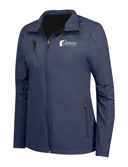 Navy Womens Welded Softshell Jacket w/Southern Exteriors Logo