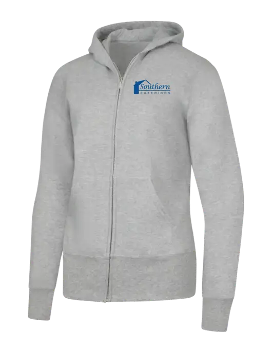 Grey Heather Womens Core Fleece Full-Zip Hooded Sweatshirt w/Southern Exteriors Logo
