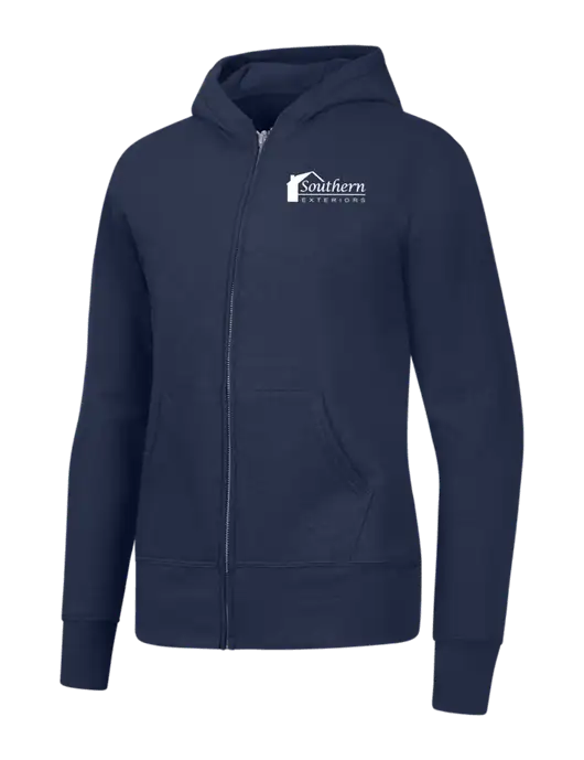 Navy Womens Core Fleece Full-Zip Hooded Sweatshirt w/Southern Exteriors Logo