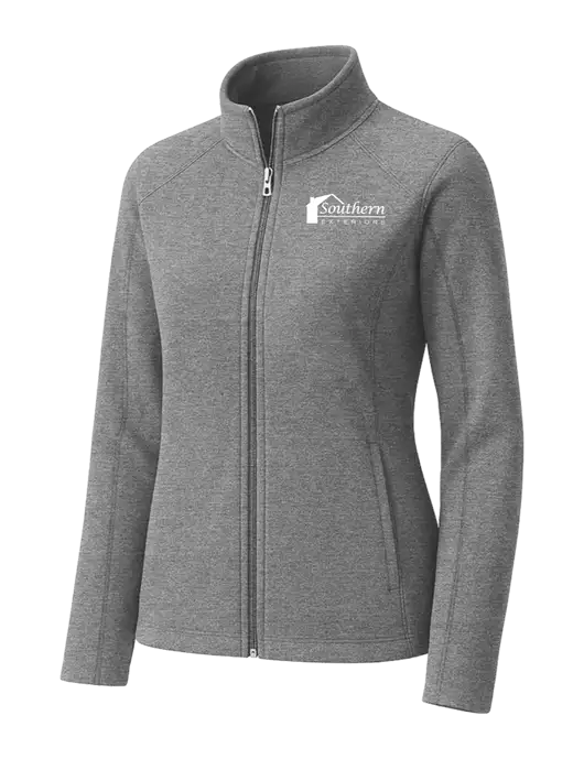 Medium Grey Womens Heather Microfleece Full-Zip Jacket w/Southern Exteriors Logo
