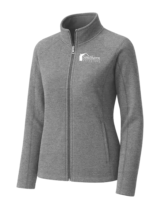 Medium Grey Womens Heather Microfleece Full-Zip Jacket w/Southern Exteriors Logo