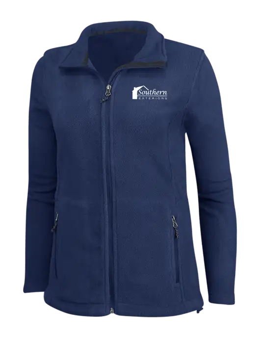Womens Navy Fleece Jacket w/Southern Exteriors Logo