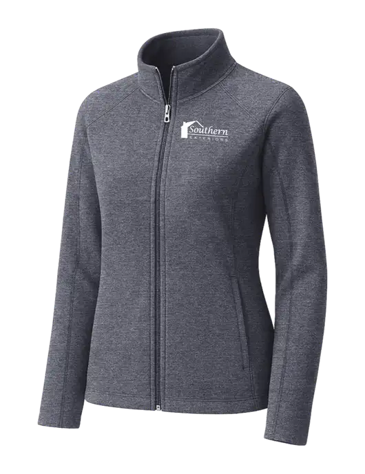 Light Navy Heather Womens Microfleece Full-Zip Jacket w/Southern Exteriors Logo