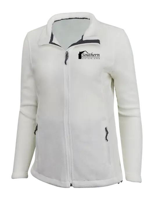 Womens White Fleece Jacket w/Southern Exteriors Logo