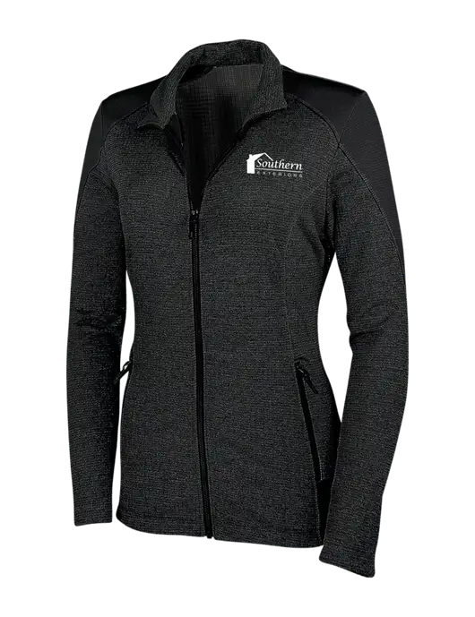 Womens Black Grid Fleece Jacket w/Southern Exteriors Logo