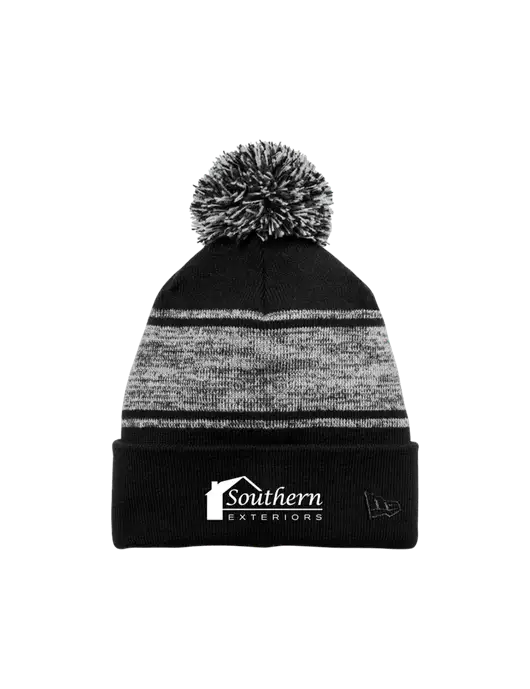 New Era Black/Charcoal Knit Chilled Pom Beanie w/Southern Exteriors Logo