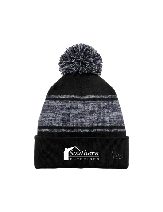 New Era Black/Navy Knit Chilled Pom Beanie w/Southern Exteriors Logo