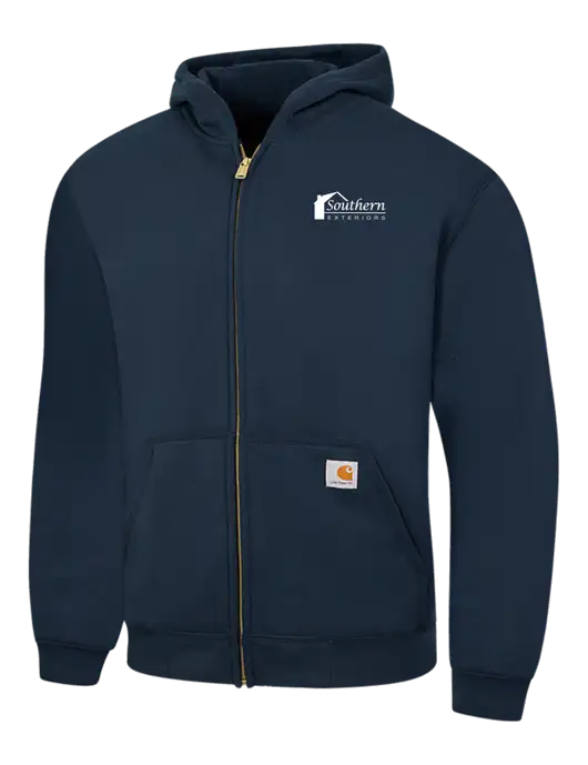 Carhartt Navy Midweight Hooded Zip-Front Sweatshirt w/Southern Exteriors Logo