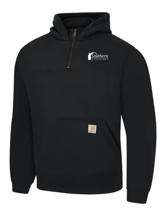 Carhartt Black Rain Defender Paxton Heavyweight Hooded 1/4 Zip Mock Sweatshirt w/Southern Exteriors Logo