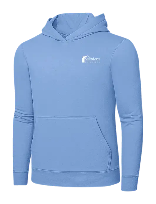 Light Blue 7.8. oz Ring Spun Hooded Sweatshirt w/Southern Exteriors Logo