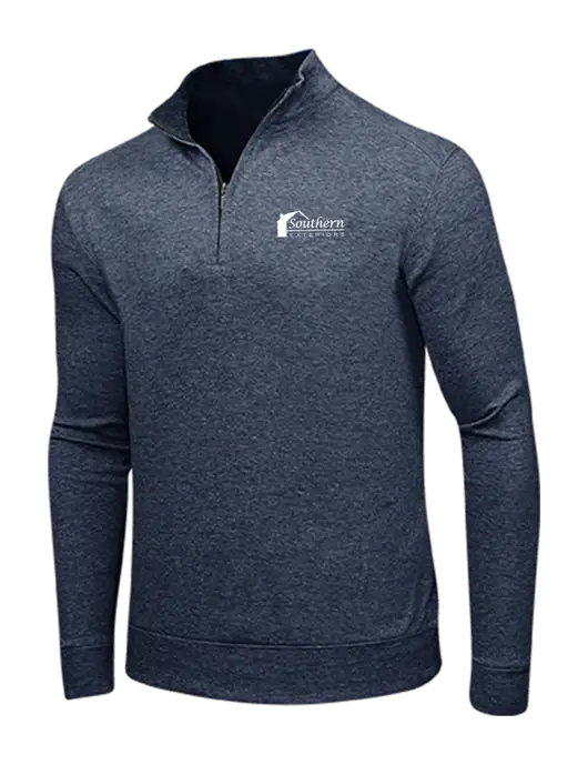 Estate Blue Heather/Charcoal Heather Interlock 1/4 Zip w/Southern Exteriors Logo