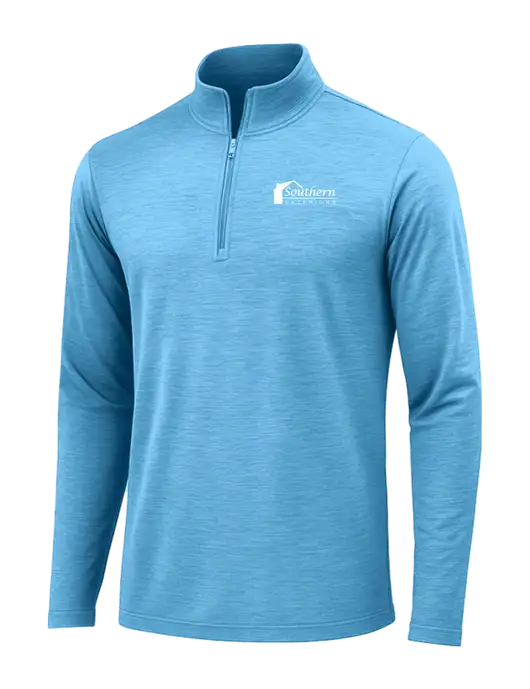 Light Blue Heather Posicharge Tri-Blend Wicking 1/4 Zip Pullover w/Southern Exteriors Logo