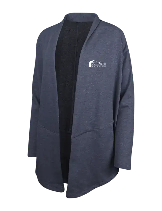 Estate Blue Heather/Charcoal Heather Womens Interlock Cardigan w/Southern Exteriors Logo