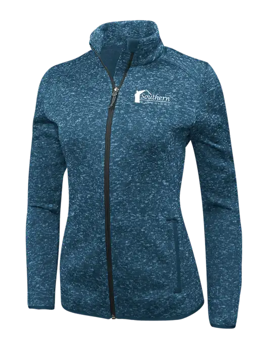 Medium Blue Heather Womens Sweater Fleece Jacket w/Southern Exteriors Logo
